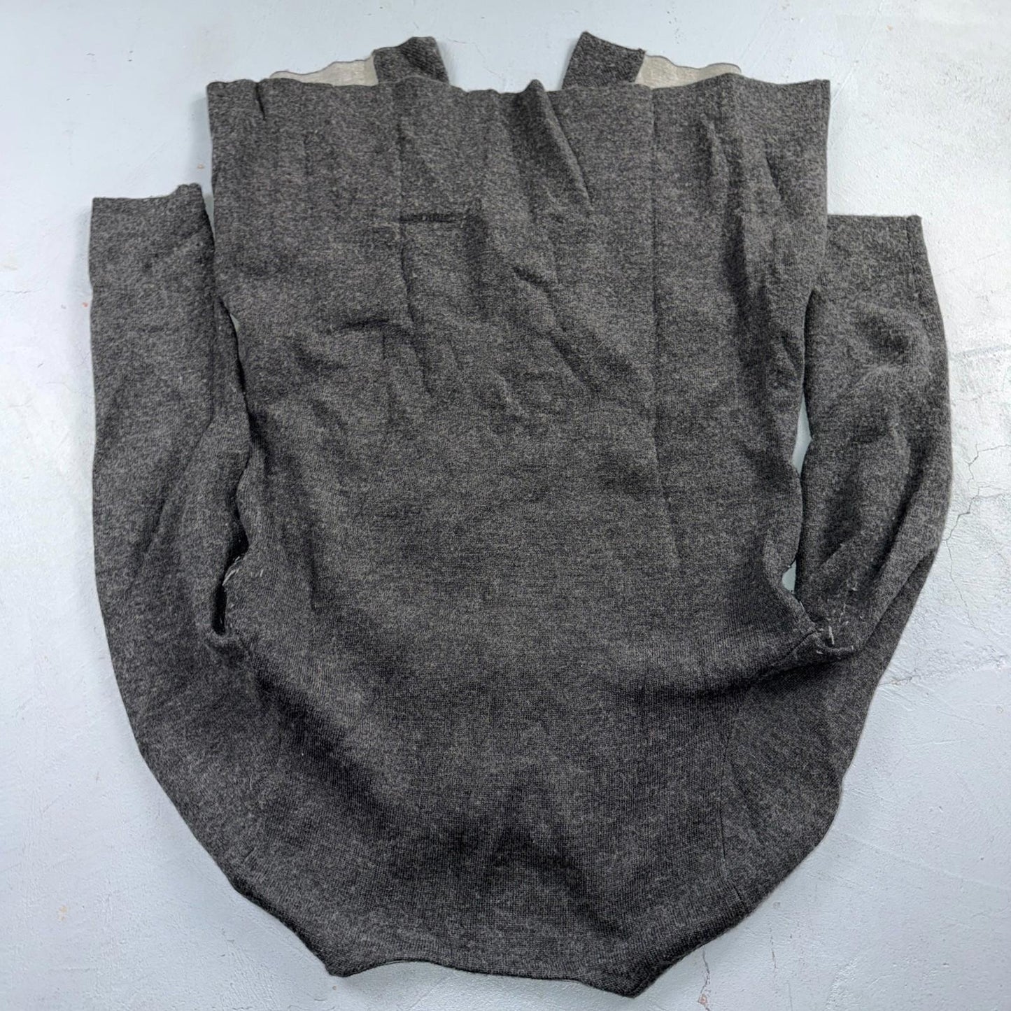 ELLEN TRACY Sweater M Wool Cardigan Duster Coat Buckle Latch Double Knit Gray