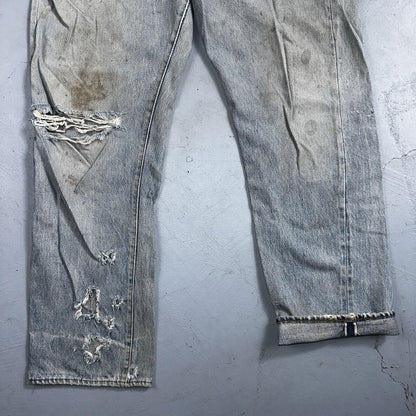 Levis 501 Vintage 80s Redline Selvedge USA XX Jeans Light Wash 36x31 Act 33x28