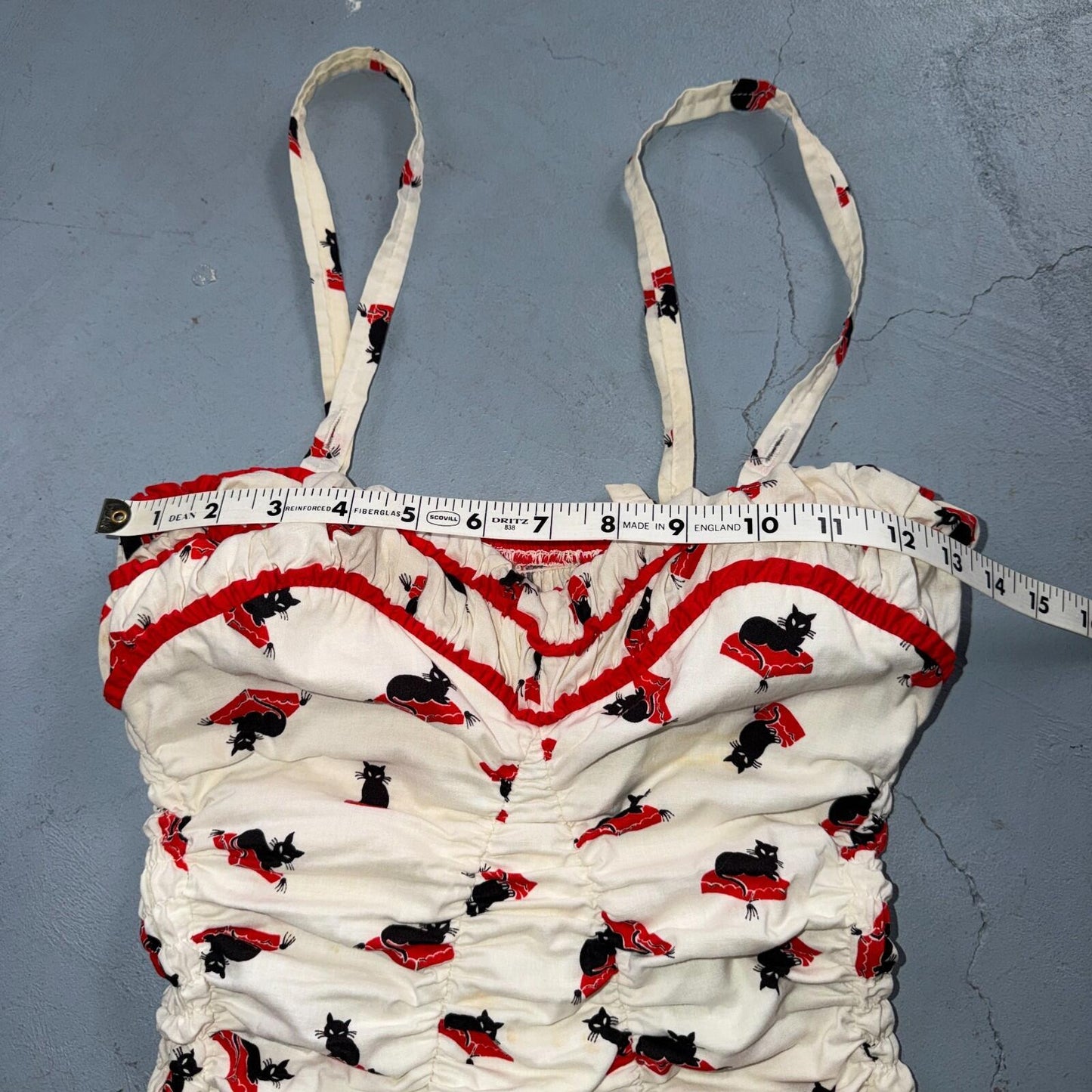 Catalina 1940s 1950s VTG Bathing Suit Swimsuit Hollywood Swim Wear Black Cats