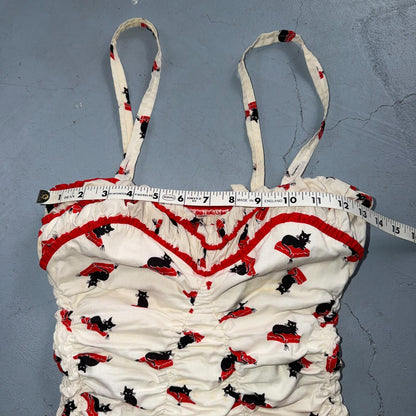Catalina 1940s 1950s VTG Bathing Suit Swimsuit Hollywood Swim Wear Black Cats