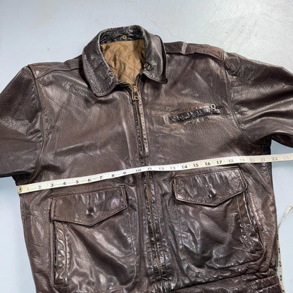 Vintage 1960s 70s Air Force 40 A-2 Flight Jacket Leather Us Military Brown