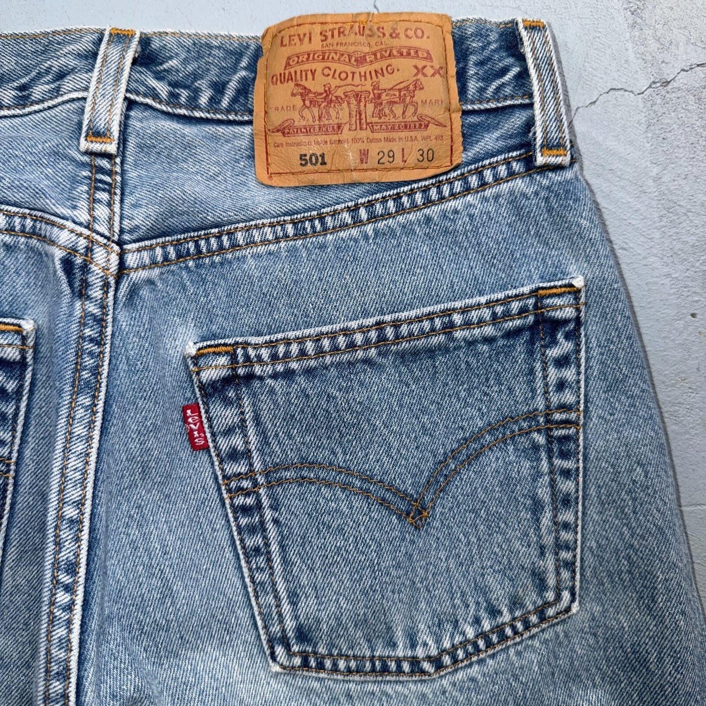 Levis 501 Vintage 90s USA XX Straight Leg Jeans Blue Light Wash 29x30 Act 27x29