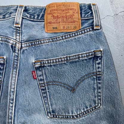 Levis 501 Vintage 90s USA XX Straight Leg Jeans Blue Light Wash 29x30 Act 27x29