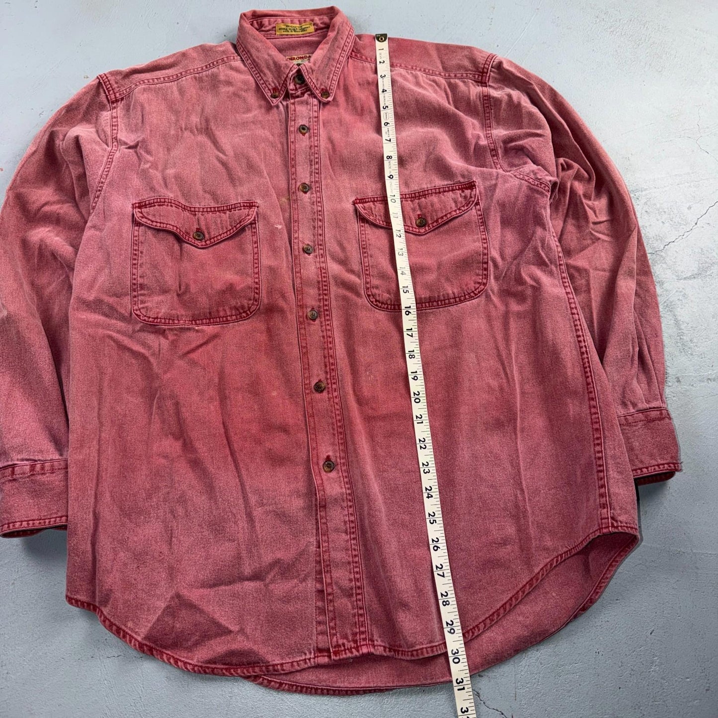 VTG Adirondack Savile Row Button Down Shirt Mens M Pink Long Sleeve Faded 90s