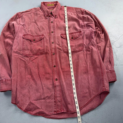 VTG Adirondack Savile Row Button Down Shirt Mens M Pink Long Sleeve Faded 90s