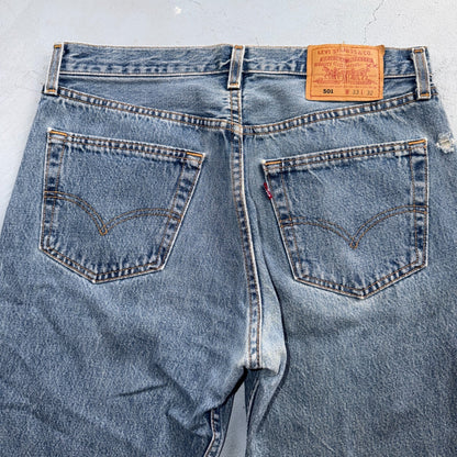 Levis 501 Vintage 90s USA XX Straight Leg Jeans Blue Light Wash 33x32 Act 31x30