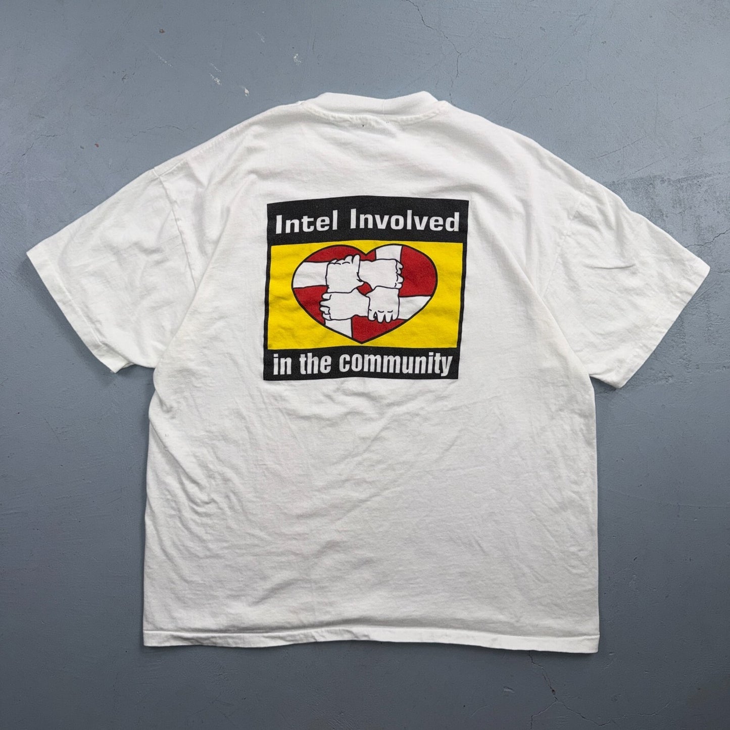 VTG 90s Intel Involved In The Community T Shirt White Tech Promo Computer Apple