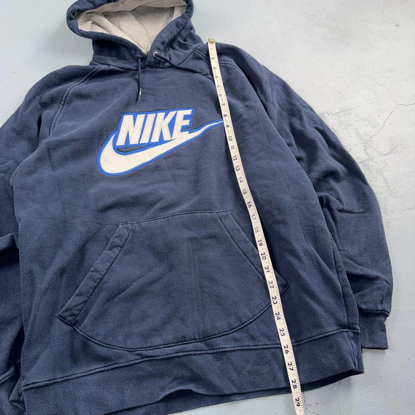 Nike Vintage Y2K Big Spellout Swoosh Sweatshirt Hoodie Sz L Silver Bar Tag
