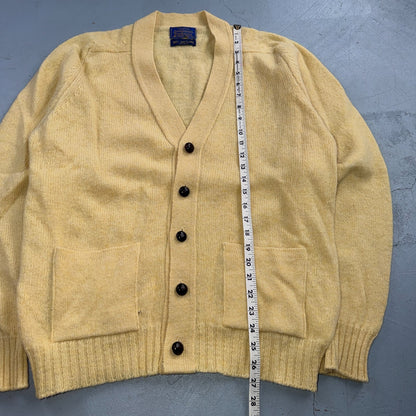 Pendleton VTG Mens Yellow Shetland Virgin Wool Button V Neck Cardigan Sweater 70