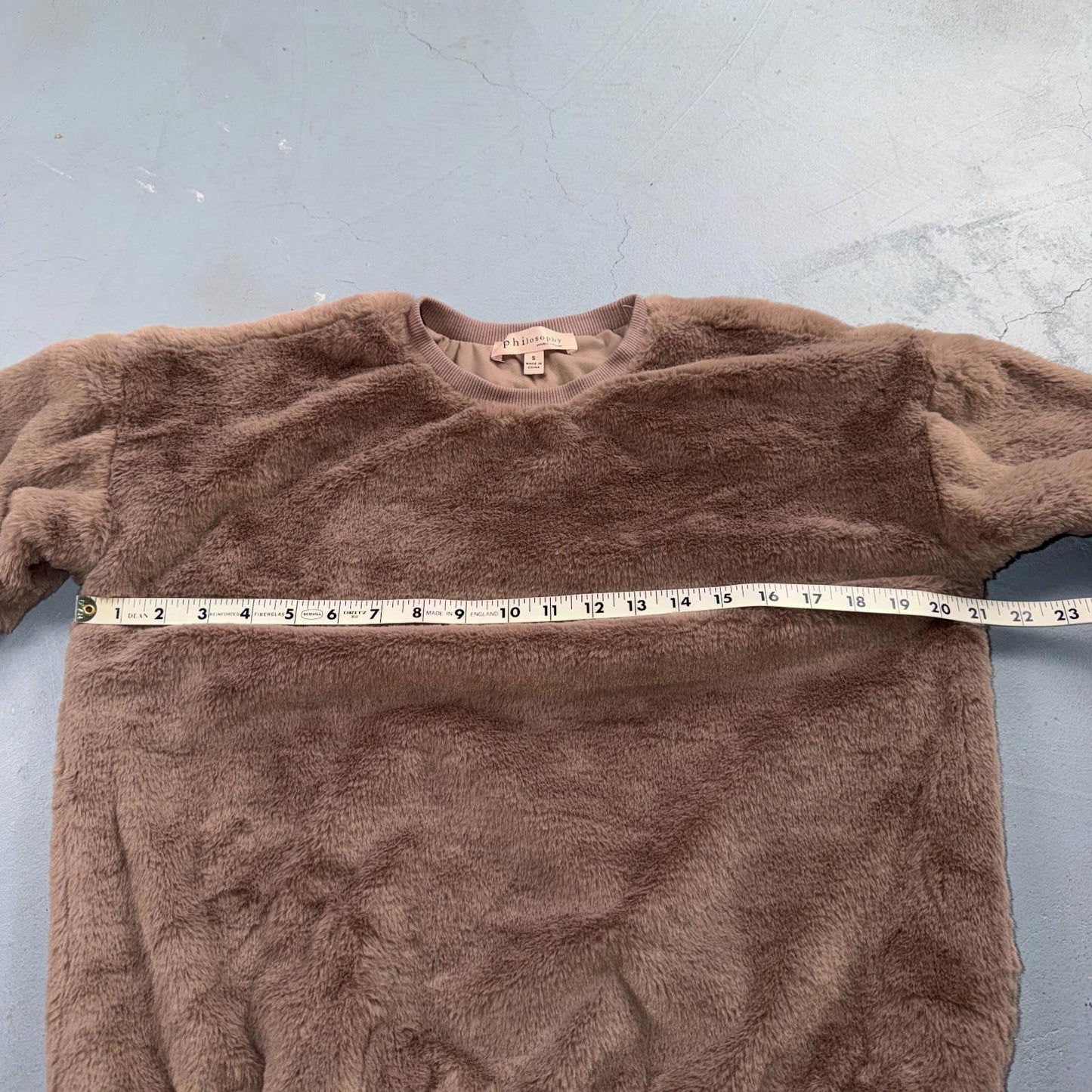 Womens Philosophy Sable Brown Faux Fur Soft Sweater Size Small Cozy Warm