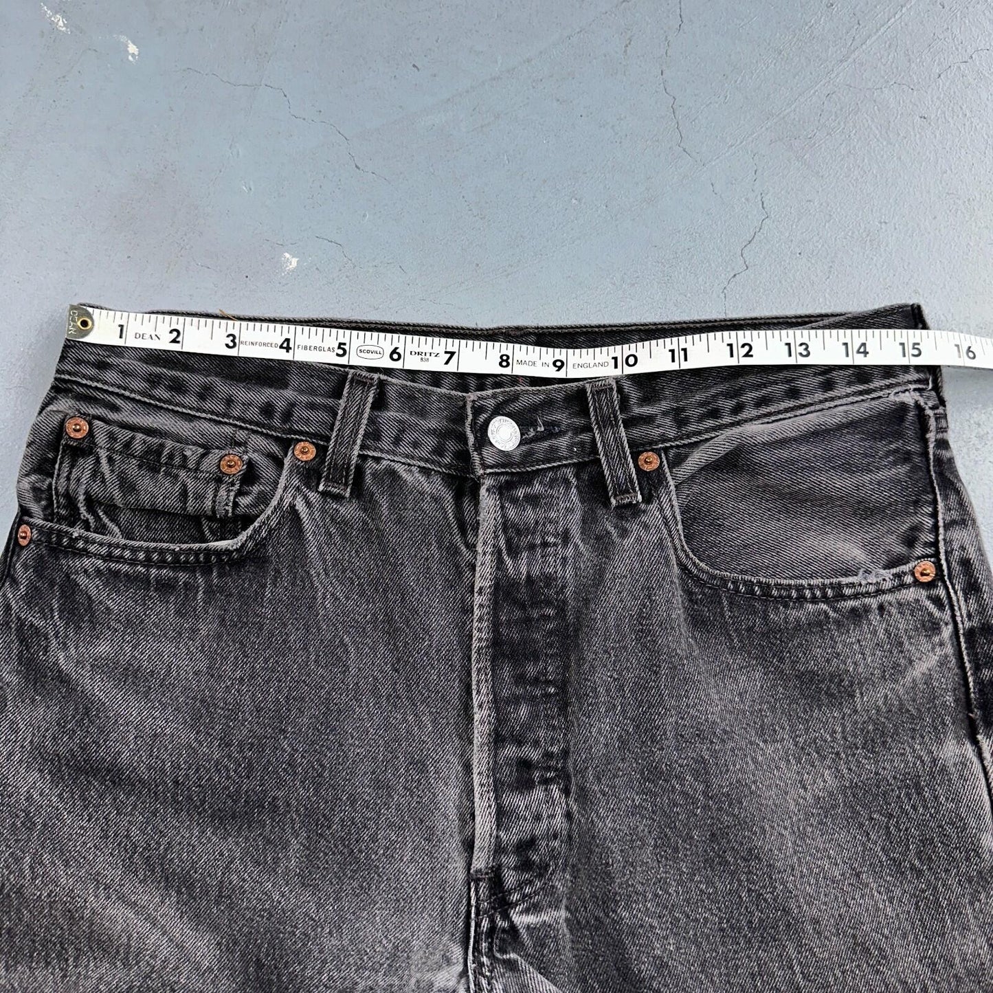 Levis 501 Vintage 90s USA XX Straight Leg Jeans Black Light Wash 32x36 Act 30x27