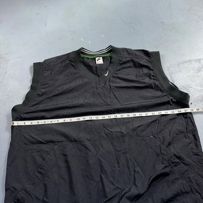Nike VTG Windbreaker Vest Mens XL Black V-Neck Pockets Nylon Golf 90s 1990s