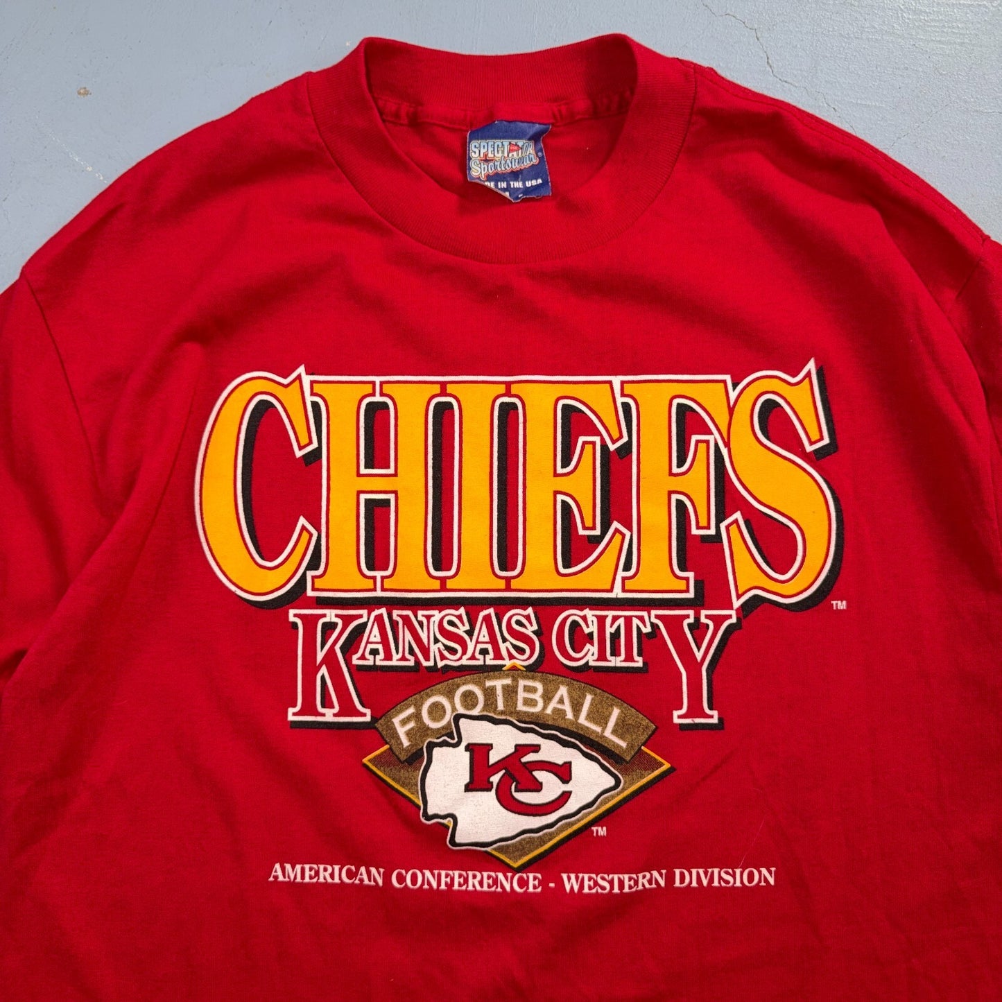 VTG 90s Kansas City Chiefs T Shirt NFL Football Spellout Made USA Sports