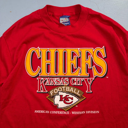 VTG 90s Kansas City Chiefs T Shirt NFL Football Spellout Made USA Sports