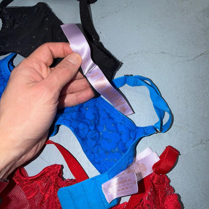 B.Temp’d Women’s Unlined Lace Bra Red Blue Black Purple 36 Lot of 3 C and D