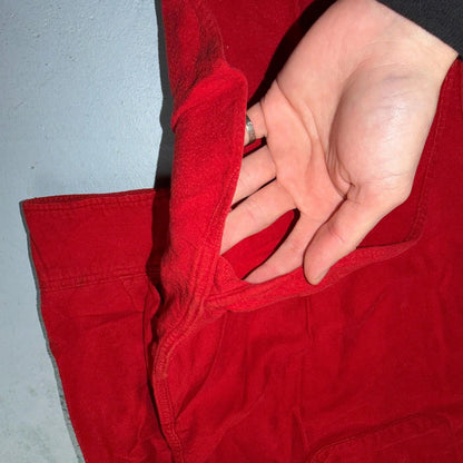 VTG 1940s Penneys Jacket Red Cotton Basic 40s 50s Flannel Shirt Rockabilly