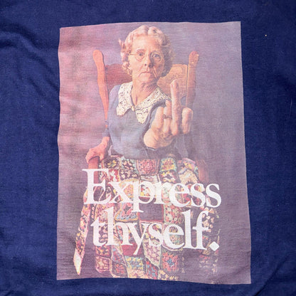 Middle Finger Grandma VTG T Shirt Nirvana Grunge Art Photograph Wild Music Punk