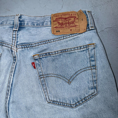 Levis 501 Vintage Y2K 90s XX Straight Leg Jeans Blue Light Wash 34x36 Act 32x29
