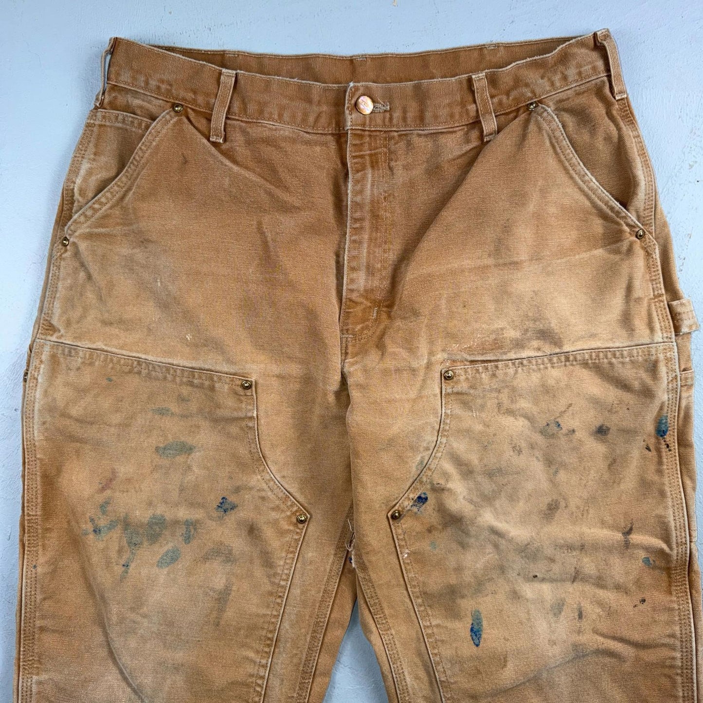 Carhartt VTG Double Knee Carpenter Pants B01 USA BRN Brown 38x30 Thrashed