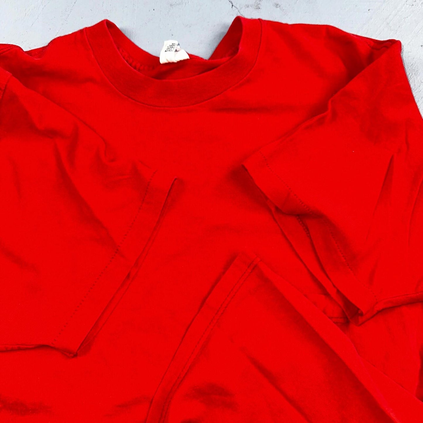 Le Breve Pocket USA VTG T Shirt 90s Red No Print Lot 1 Single Stitch Basic