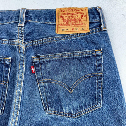 Levis 501 Vintage 90s USA XX Straight Leg Jeans Blue Med Wash 32x33 Act 29x29