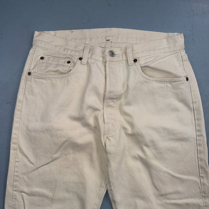 Levis 501 Vintage 80s USA XX Straight Leg Jeans White Light Wash 33x30 Act 31x28