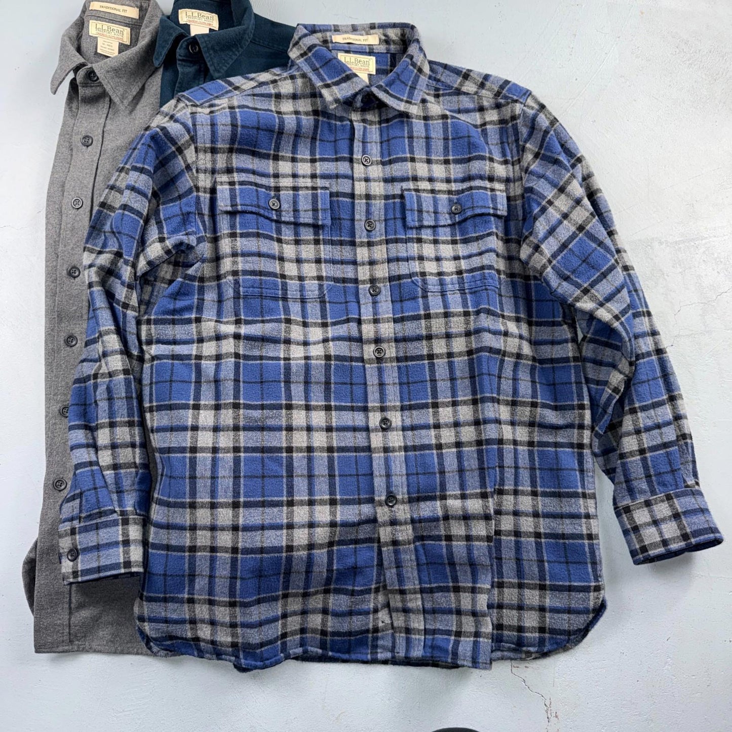 LL Bean Lot of 7 Mens M Shirts Chamois Cloth Flannel Pockets VTG Y2K Heavyweight