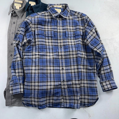 LL Bean Lot of 7 Mens M Shirts Chamois Cloth Flannel Pockets VTG Y2K Heavyweight
