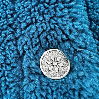 Vintage LL Bean Made In USA Womens Button Up Fuzzy Fleece Blue Jacket Med