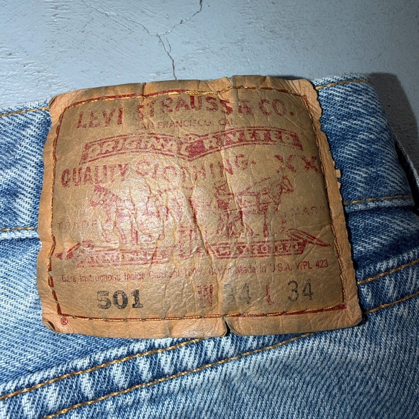 Levis 501 Vintage 90s USA XX Straight Leg Jeans Blue Light Wash 34x34 Act 33x33