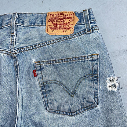 Levis 501 Vintage Y2K 90s XX Straight Leg Jeans Blue Light Wash 35x32 Act 32x29