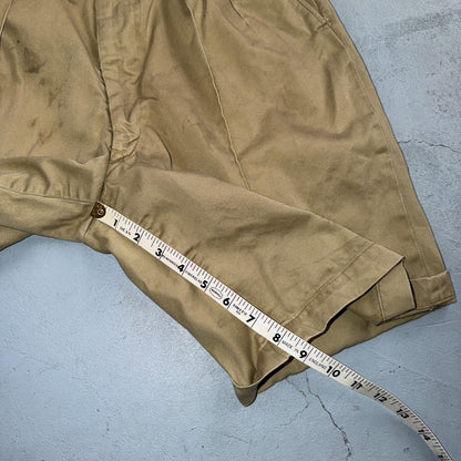 WWII era US Army Shorts Athletic Khaki Chino Pleated Missing Button Rare
