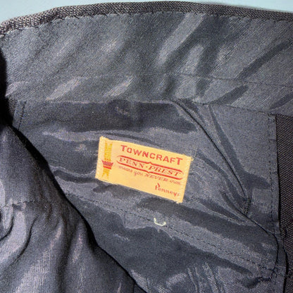VTG 60s Penneys Towncraft Twill Pants 32x33 Black 1960s Rockabilly Penn Prest
