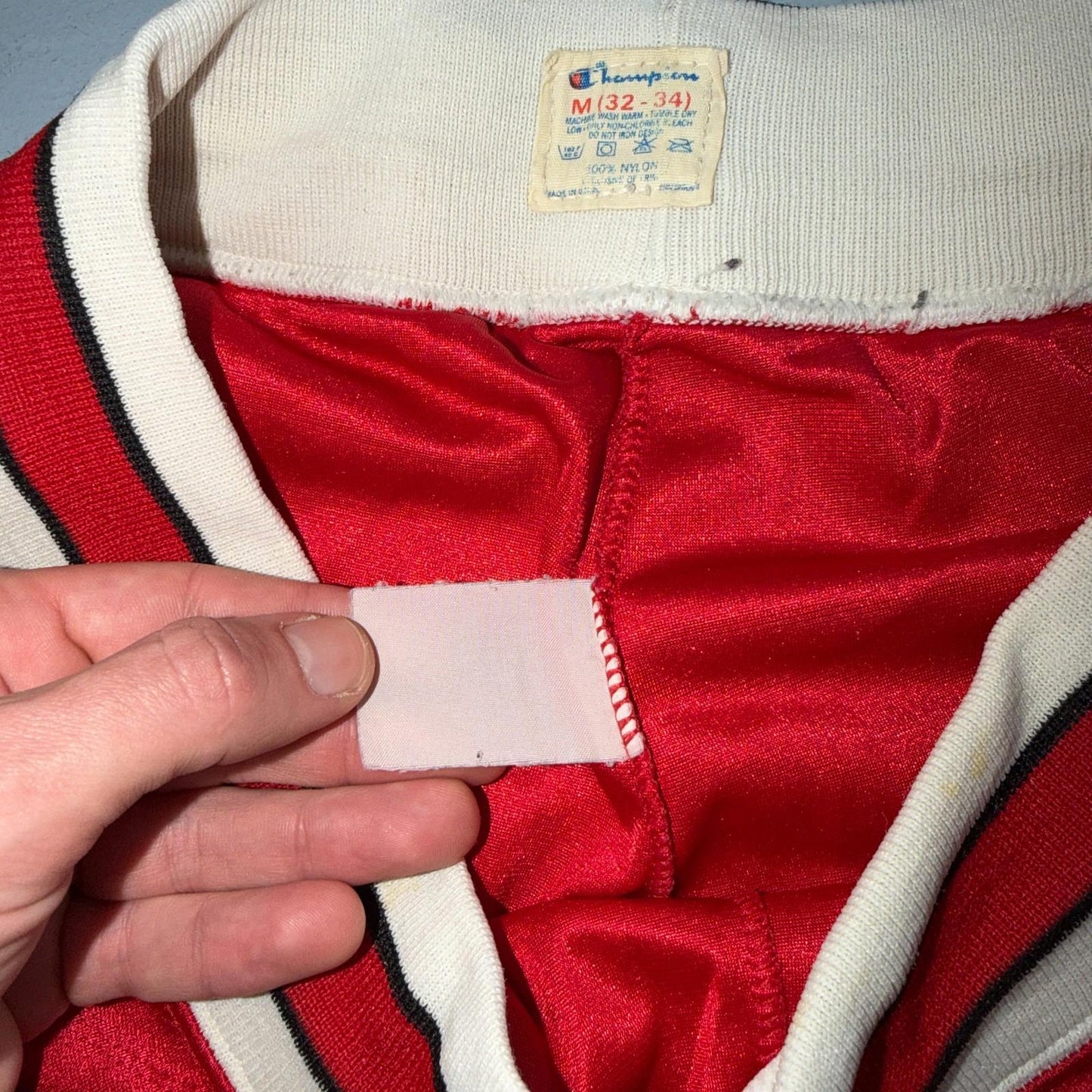 Vintage Champion Chicago Bulls Basketball Shorts Mens Medium Red NBA Jordan 80s