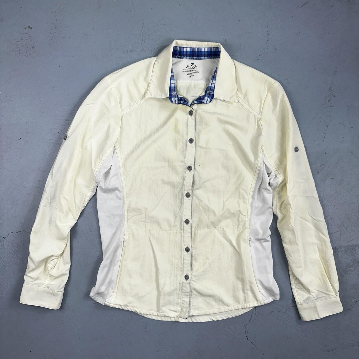 Kuhl Shirt Women's Nylon Button Up Long Sleeves Outdoor Hiking Shirt Size M