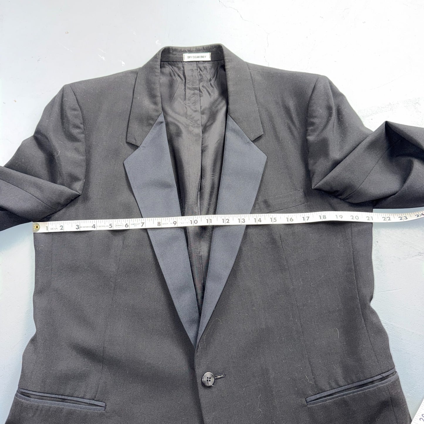 VTG Saint Laurent 43 YSL Mens 3 Pc Tuxedo Suit Paris Black W38 1970s 70s Wool Bl