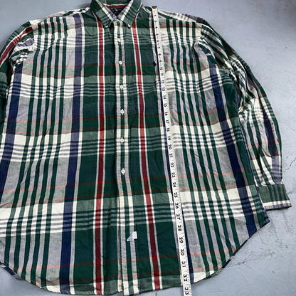 Ralph Lauren Heavy Cotton Button Down Casual Plaid Shirt Men Size XL Green VTG
