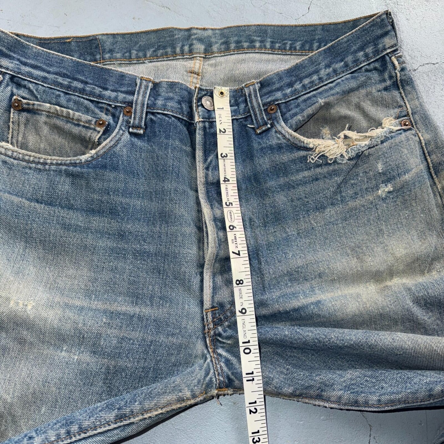 Levis 501 Vintage 80s Redline Selvedge USA XX Jeans Light Wash 35x34 Act 32x29