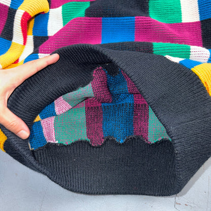 VTG Flyer Sportswear Color Block Knit Sweater Geometric Mock Neck Made USA