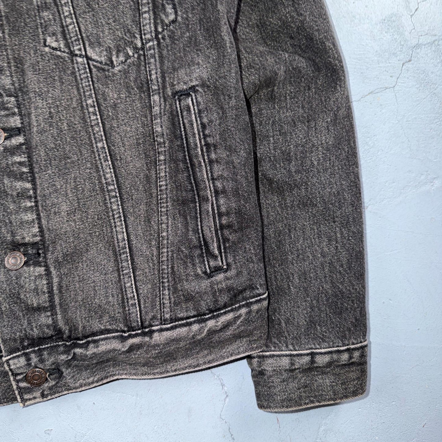 Levis Button Front Cotton Denim Trucker Jean Jacket Black Type 3 VTG Style Y2K
