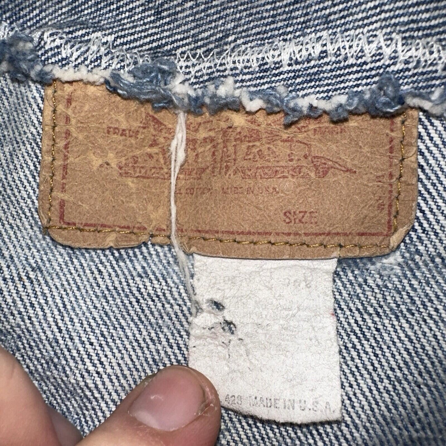 Levis VTG Denim Size 42 Type 3 III Trucker Jean Jacket Thrashed 1970s 70s Patch