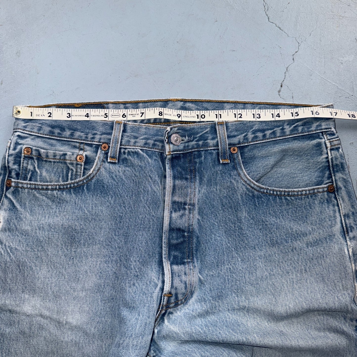 Levis 501 Vintage 90s USA XX Straight Leg Jeans Blue Light Wash 35x33 Act 34x29