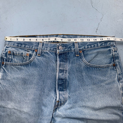 Levis 501 Vintage 90s USA XX Straight Leg Jeans Blue Light Wash 35x33 Act 34x29