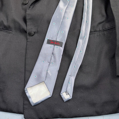 VTG 2Pc ABLA Italy Double Breasted Jacket 42 Silk Black Tux Lapel Fits Tuexedo