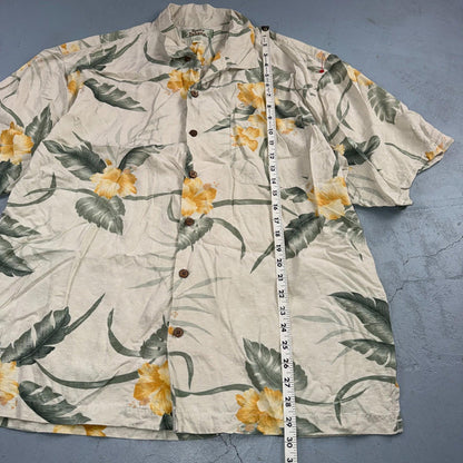Tommy Bahama VTG Hawaiian Loop Collar Tropical Floral Silk Camp Shirt XL