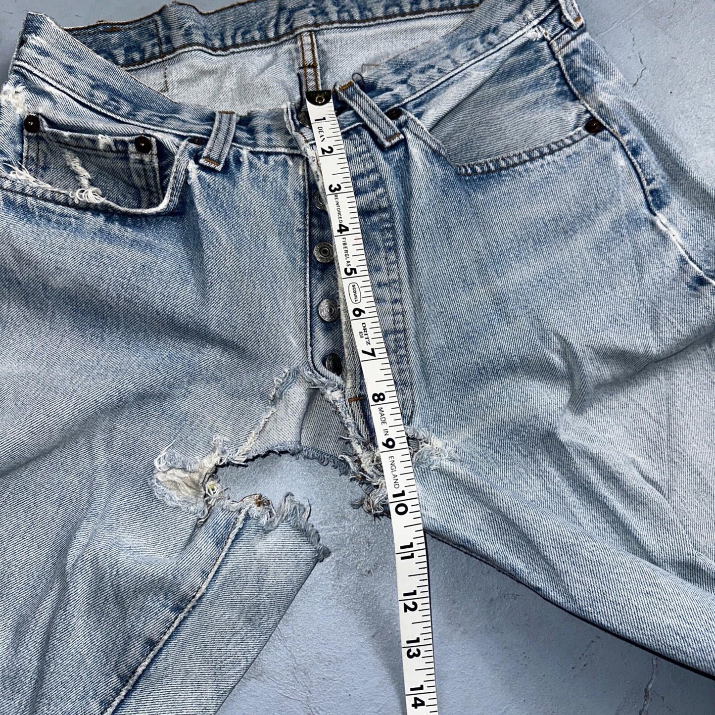 Levis 501 Vintage 80s Redline Selvedge USA XX Jeans Light Wash 30x38 Act 28x33
