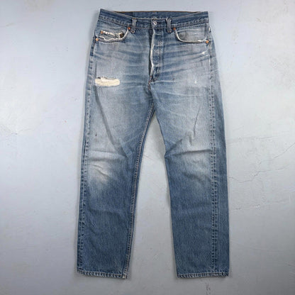 Levis 501 Vintage 80s USA XX Straight Leg Jeans Blue Light Wash 34x33 Act 32x29