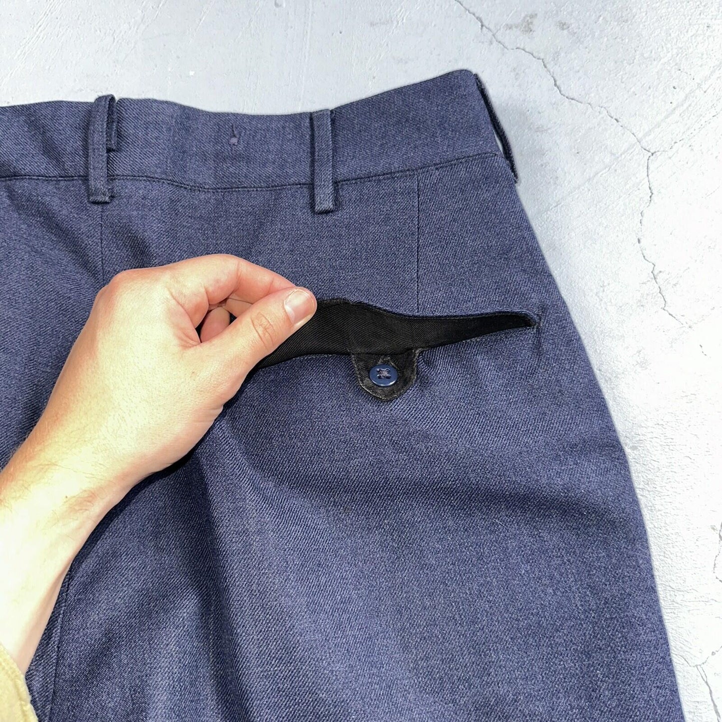 ORIGINAL WWII US ARMY M1944 WOOL COMBAT FIELD TROUSERS- SMALL 32 WAIST BLUE NAVY