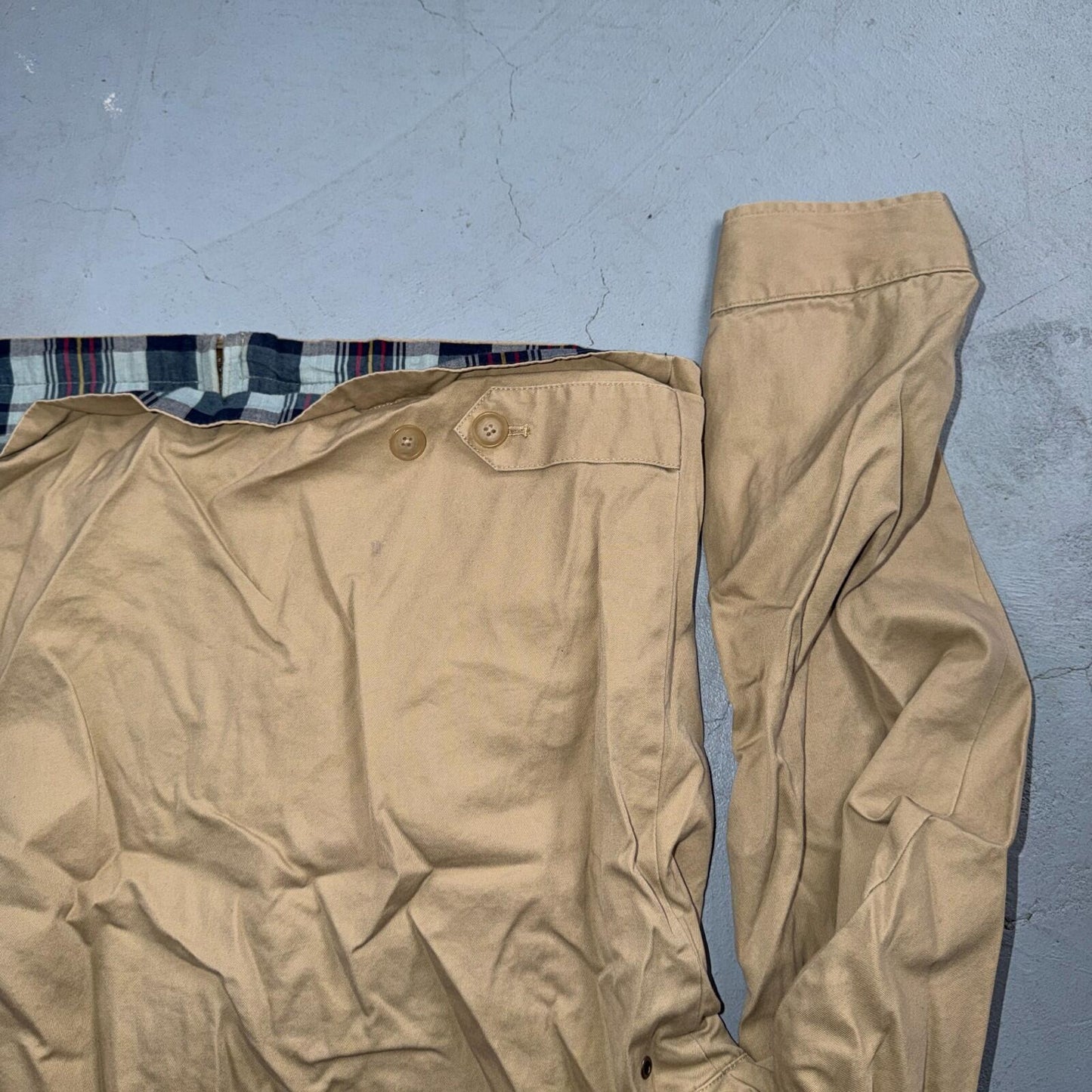 Polo Ralph Lauren Vintage Reversible Plaid Tan Jacket Coat Cotton M Rare 90s