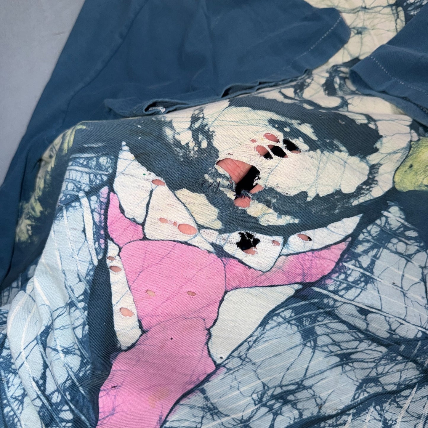 Albert Einstein Batik VTG T Shirt Mosquitohead Style Thrashed 90s Unique RARE